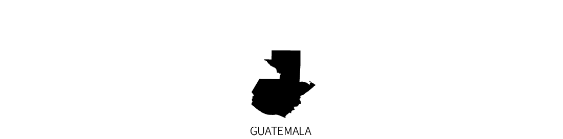 The black silhouette of the country of Guatemala, with the all-caps text "Guatemala" below to it.