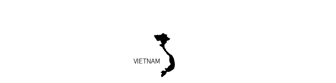 The black silhouette of the country of Vietnam and the text "Vietnam" in all-caps.
